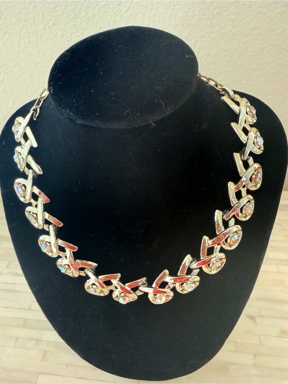 Silver-Tone Crystal Link Necklace